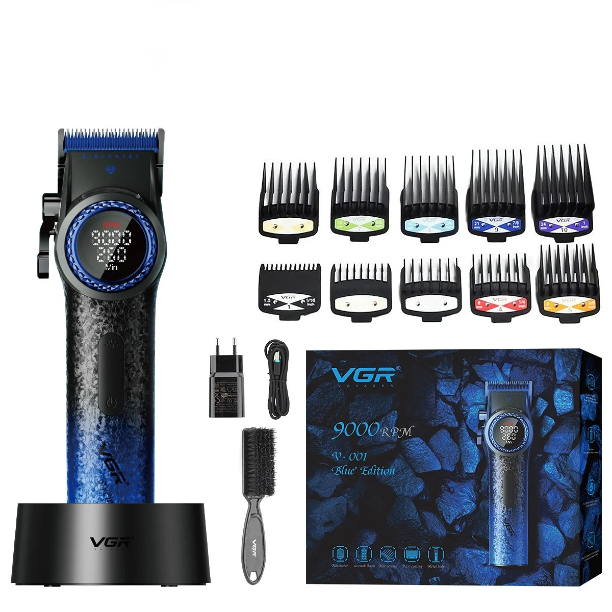 VGR Hair Cutting Machine Professional Trimmer 9000 RPM Hair Clipper Bldc Motor Barber Cordless Clipper Trimmer for Men V-001