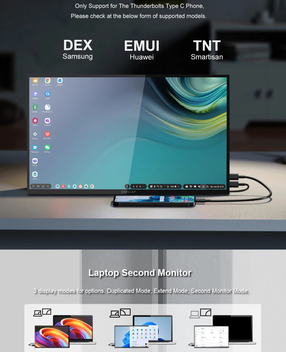 ZEUSLAP 18,5" pametni prenosni zaslon | Google TV, zaslon na dotik, USB‑C in HDMI