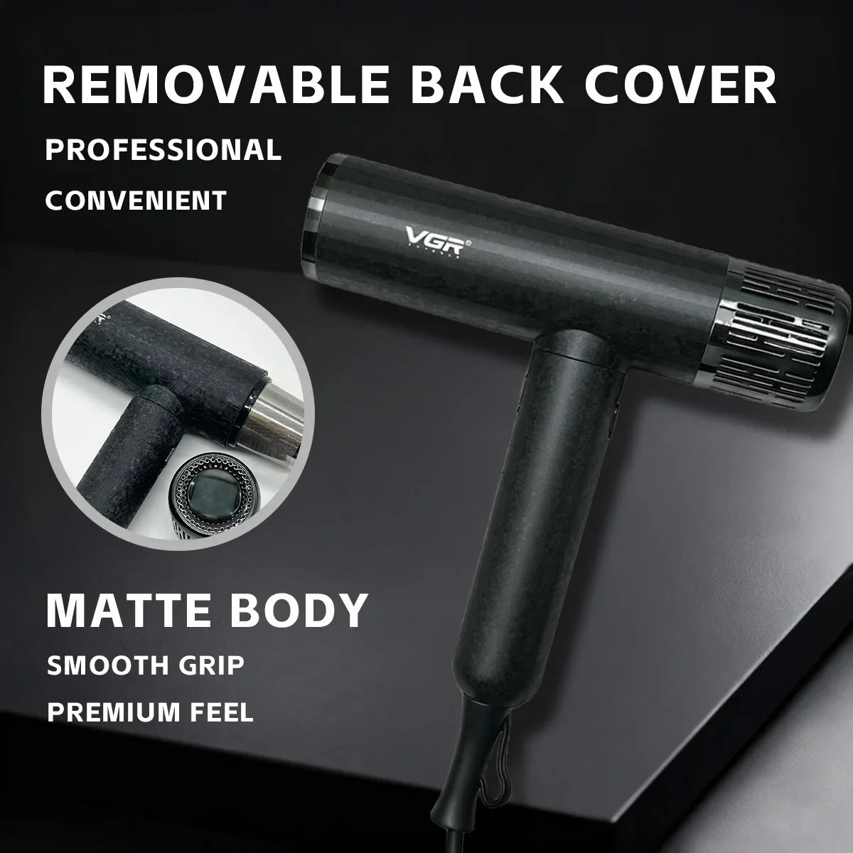 VGR Hair Dryer Professional Air Blower Negative Ion High Speed Hair Dryer Machine Hot and Cold Adjustment Barber Salon V-640HD