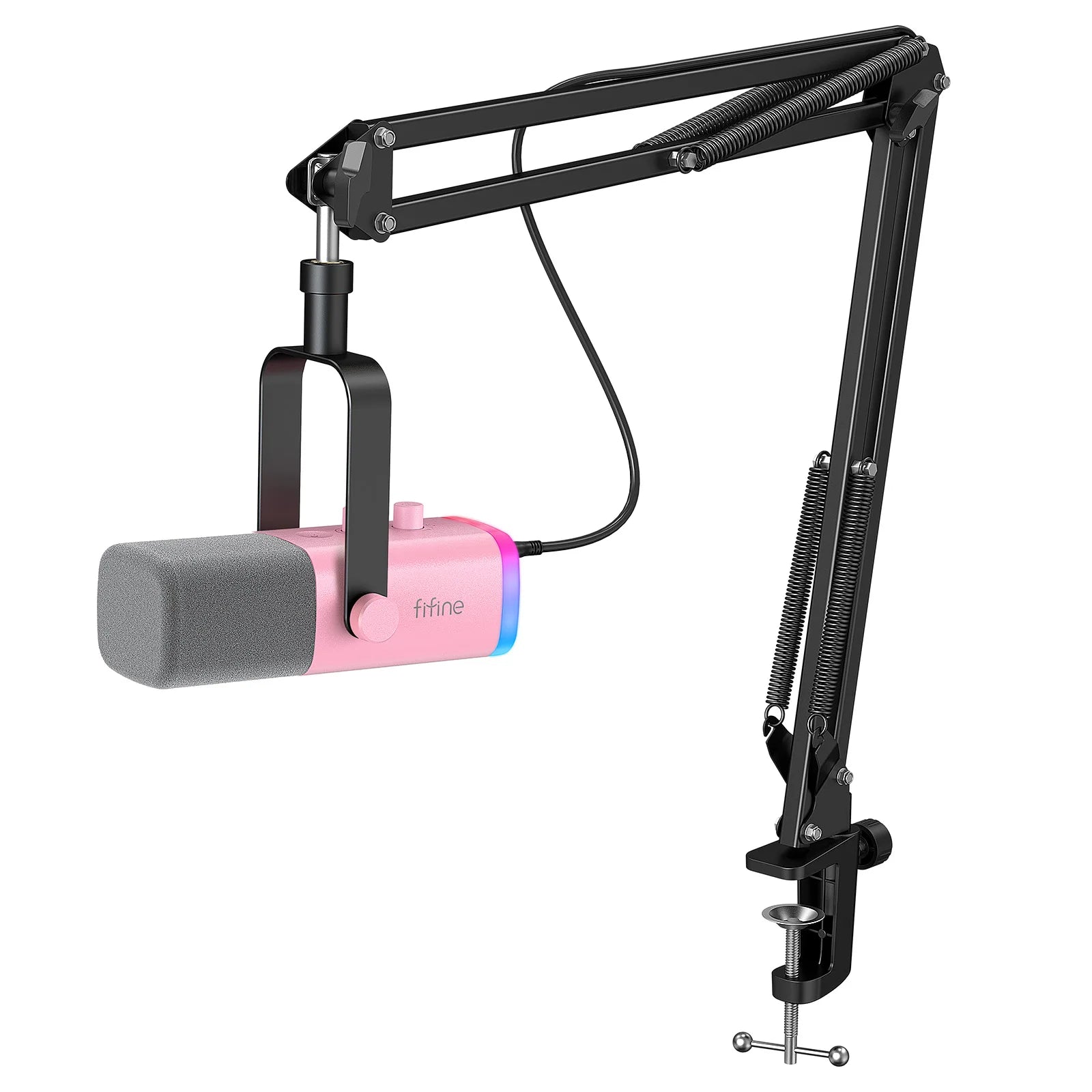 FIFINE AmpliGame AM8T USB/XLR Dynamic Mic Kit with Boom Arm & RGB - Limetastore