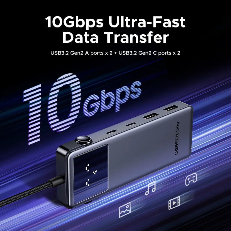 UGREEN Uno 6‑in‑1 USB‑C Hub with 4K60Hz HDMI, 10Gbps USB 3.2, PD100W