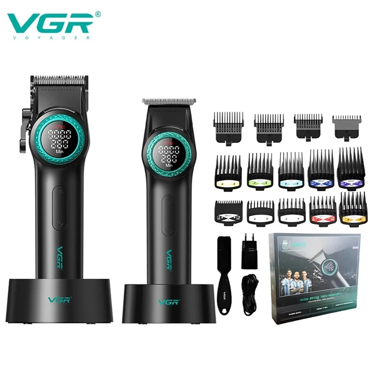 VGR Trimmer Professional Hair Cutting Machine Cordless Hair Clippers Barber Electric Clipper Metal Trimmer for Men V-001 V-977