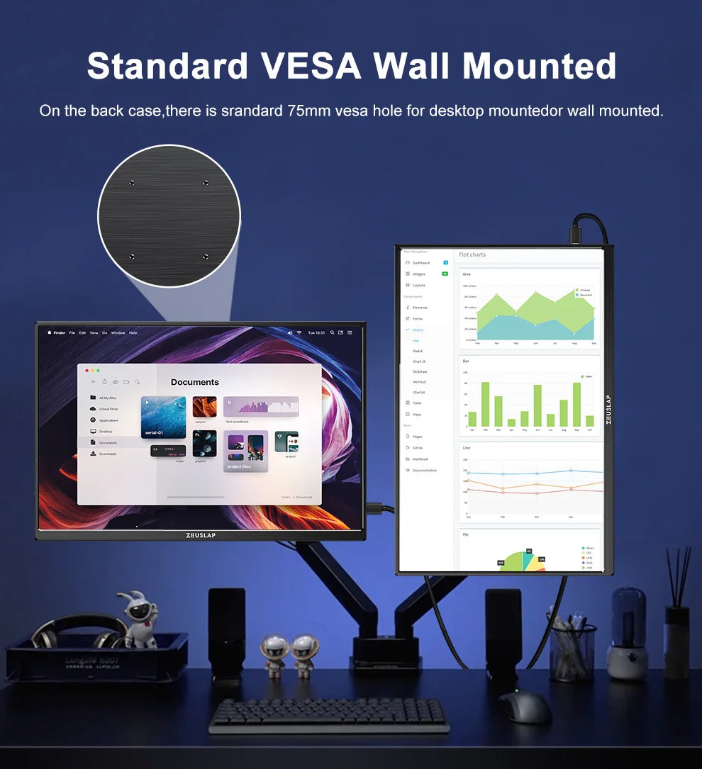 ZEUSLAP 16-palčni prenosni zaslon na dotik | 1200P IPS, 100 % sRGB, USB‑C in HDMI