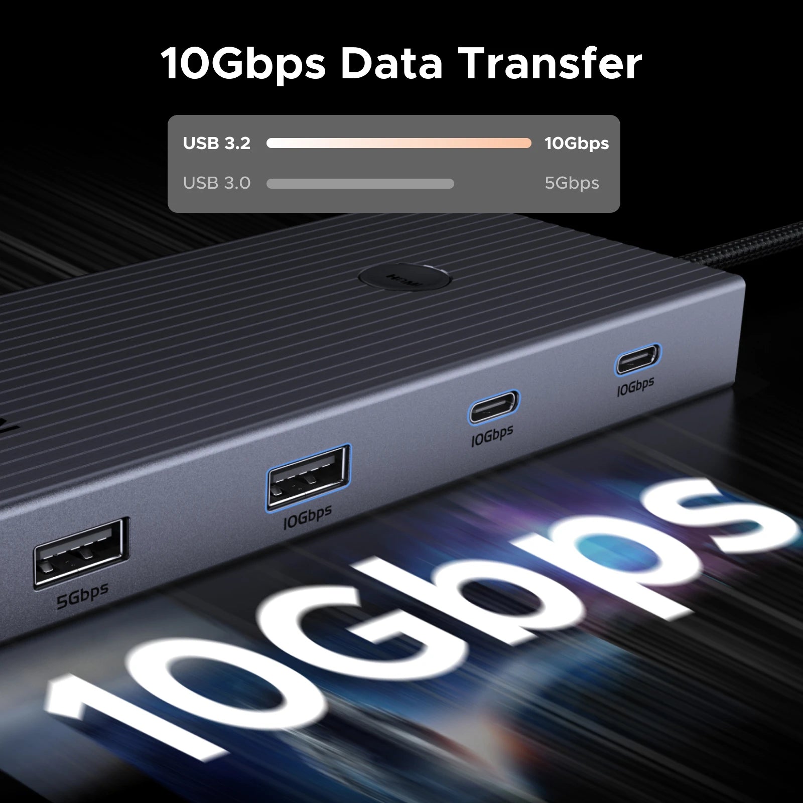 UGREEN 10Gbps USB‑C Hub with 4K60Hz HDMI, Gigabit RJ45, PD100W, SD/TF & USB‑A/C Ports
