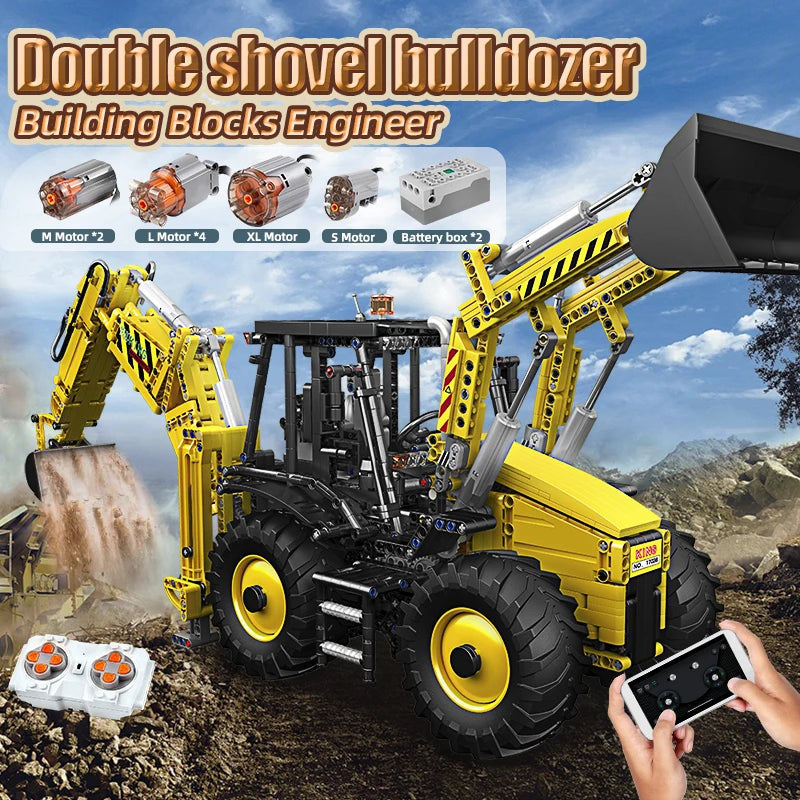 Mould King 17036 Motorized Bulldozer - detailed technical building block - Limetastore