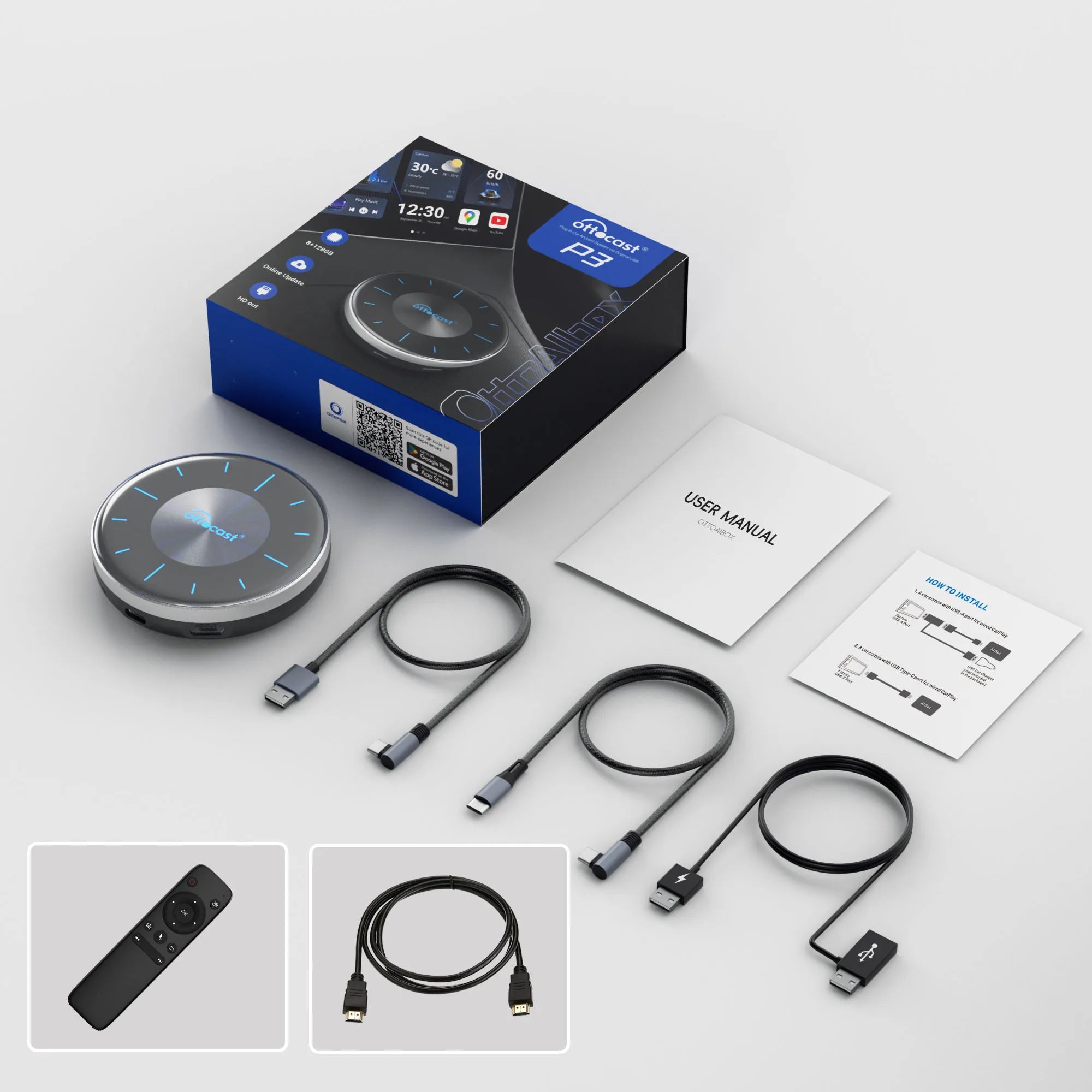 OTTOCAST OttoAiBox P3 Android 13 Wireless CarPlay AI Box