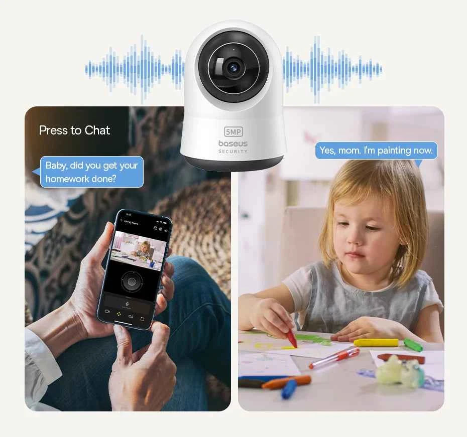 Baseus 5MP 3K WiFi IP Camera 2.4G/5G Wireless Indoor Security Protection Pan&Tilt 8x Digital Zoom Mini Cam Surveillance Cameras - Limetastore