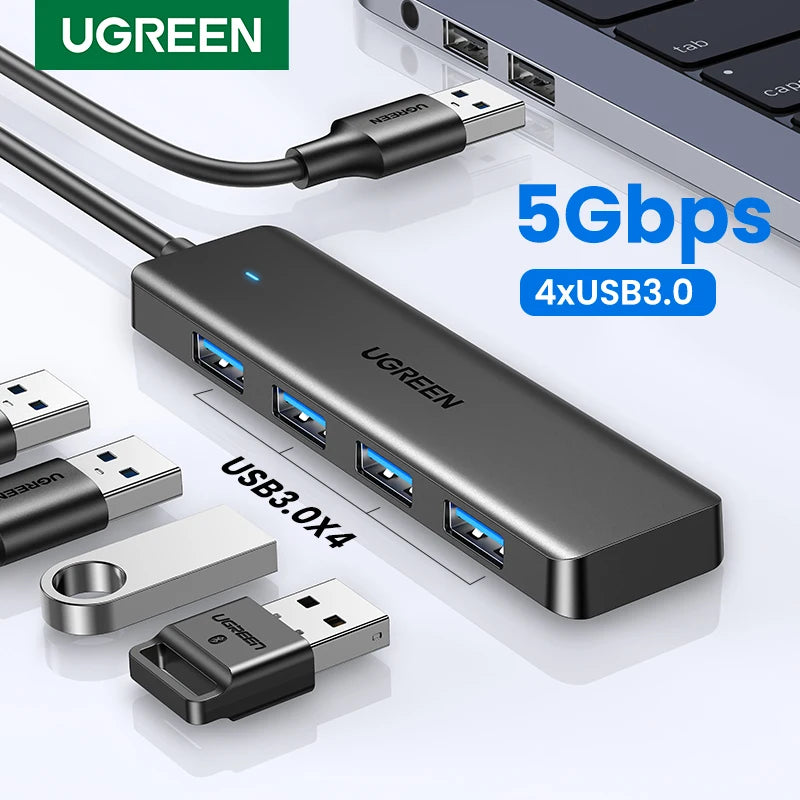 UGREEN 4‑Port USB 3.0 Hub Slim with 5Gbps Data Transfer – USB Expansion Splitter
