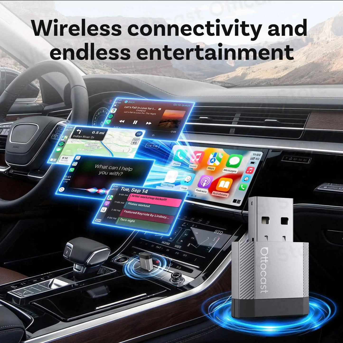 OTTOCAST Mini Nova 3.0 Wireless CarPlay & Android Auto Adapter