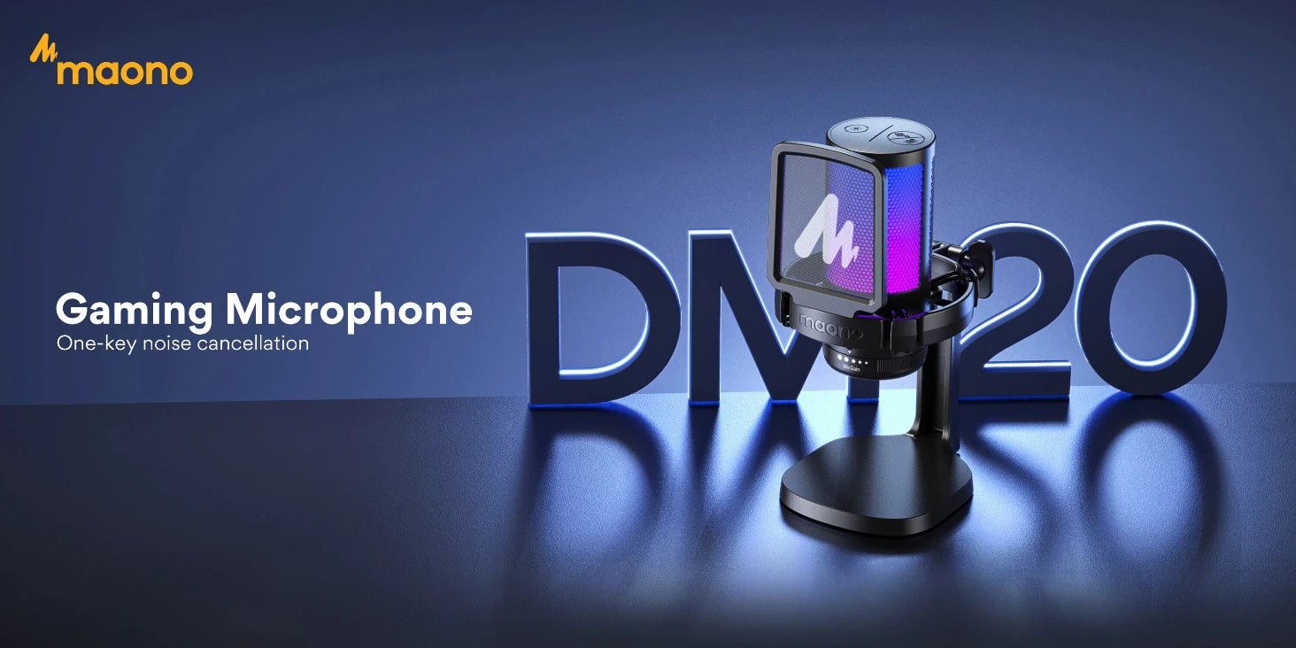 Maono DGM20 – USB Gaming Condenser Microphone | RGB Mic with Noise‑Reduction Software, Gain Control & One‑Key Mute for Streaming & Recording