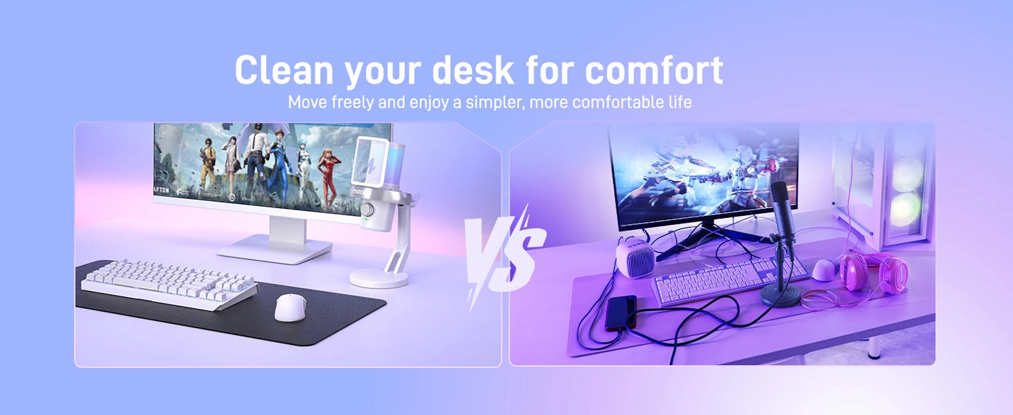 Maono DM40 – Wireless USB Condenser Microphone | AI Voice Changer, Noise Reduction & RGB Mic for Gaming, Streaming & PC Recording