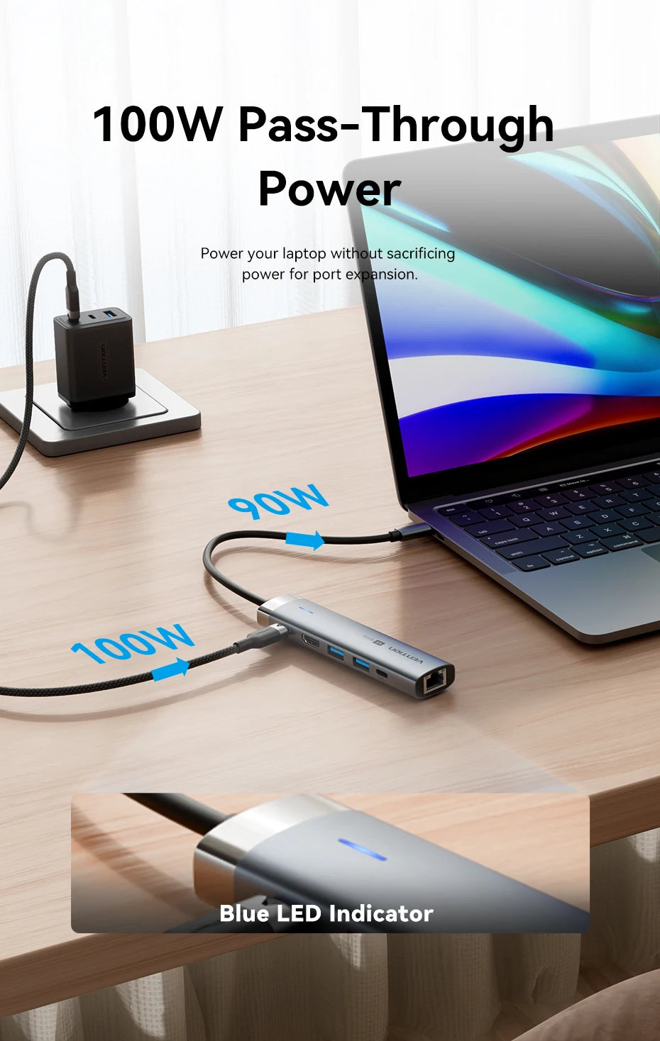 Vention USB‑C 6‑in‑1 Hub | HDMI 4K, PD 100W, RJ45, USB 3.0 Docking Station