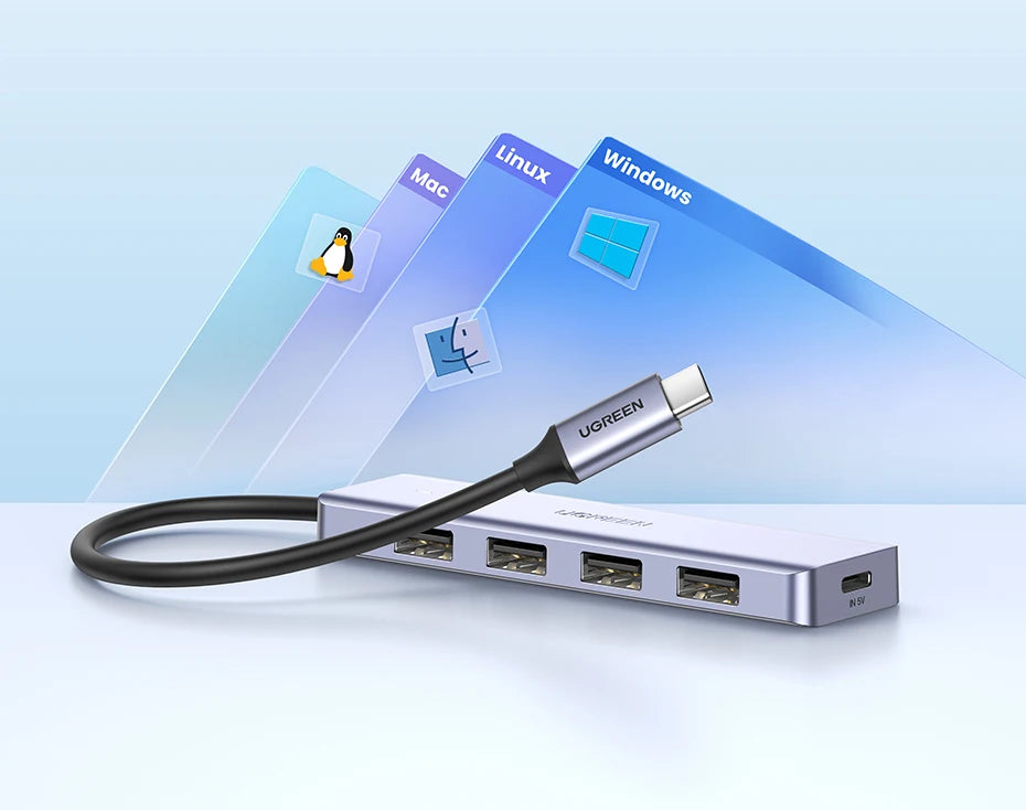 UGREEN USB‑C to USB 3.0 Hub | 4‑Port High‑Speed Splitter for MacBook, iPad & Samsung
