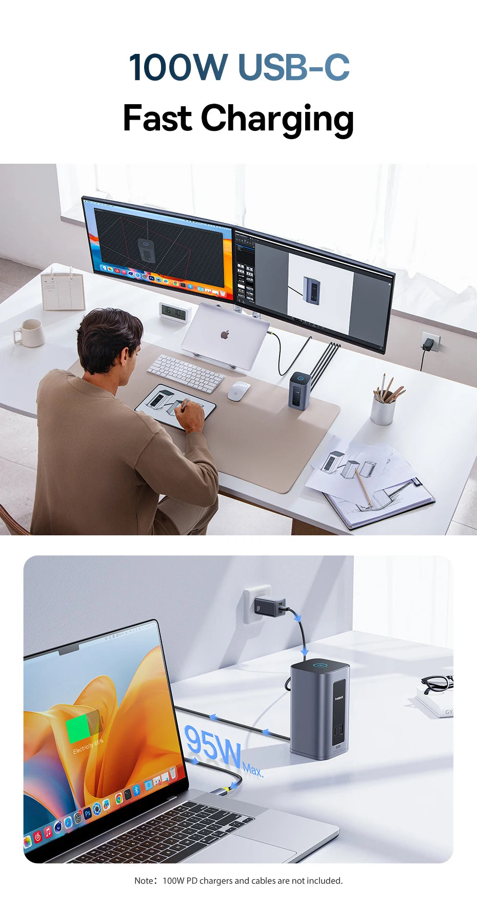 Baseus 12‑in‑1 USB‑C HUB | DisplayPort + HDMI 4K@60Hz MST, USB 3.2, RJ45, PD 100W Docking Station