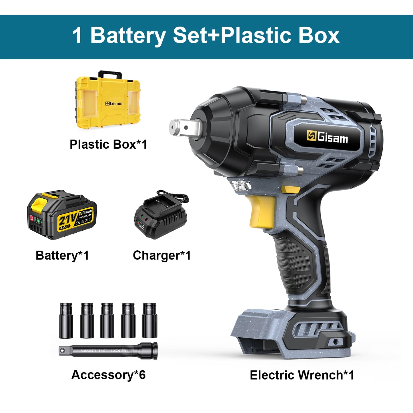Gisam 1400N.m Brushless Impact Wrench 1/2"
