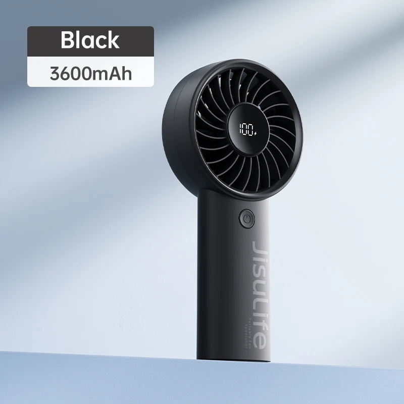 ISULIFE Handheld Fan – 5-Speed Turbo Airflow, 5000mAh Battery with LED Display