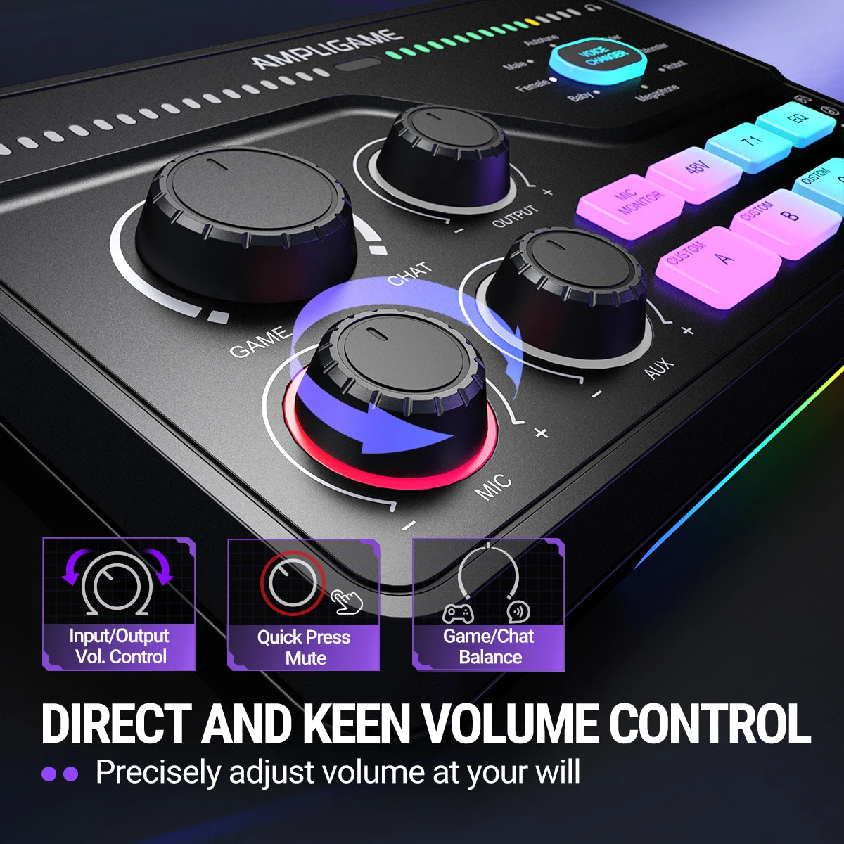 FIFINE SC8 RGB Audio Mixer | XLR Preamp & Voice Changer for Streaming