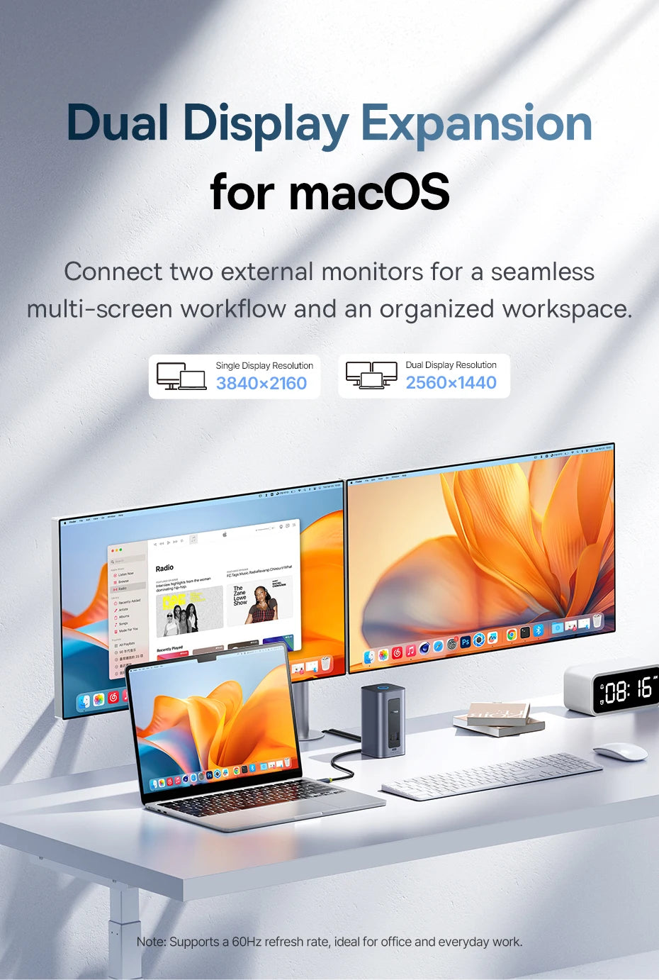 Baseus 12‑in‑1 USB‑C HUB | DisplayPort + HDMI 4K@60Hz MST, USB 3.2, RJ45, PD 100W Docking Station