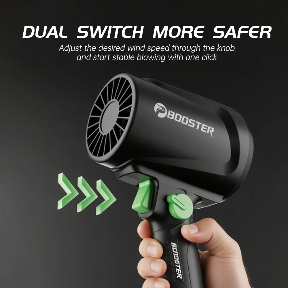 Booster 1300G Turbo Air Blower – 55m/s Brushless Jet Fan | Handheld High‑Power Leaf & Dust Blower