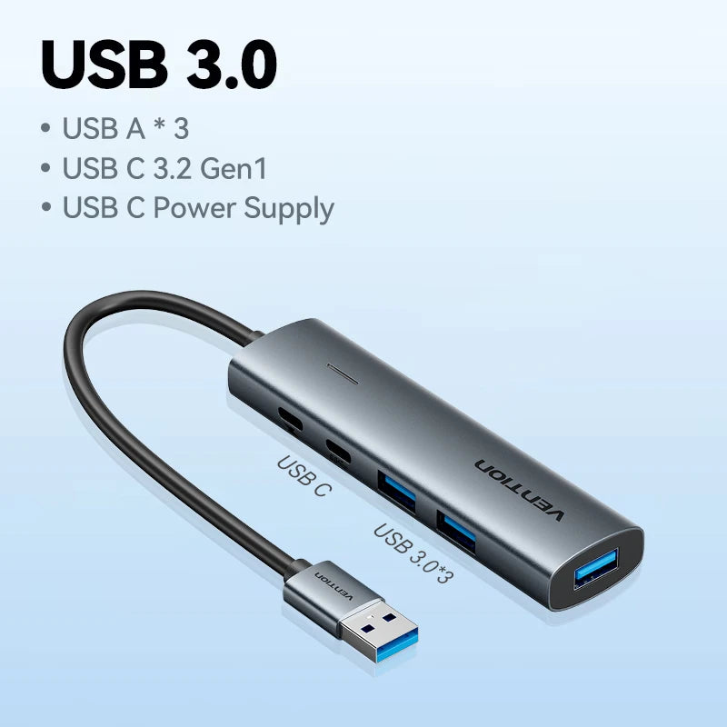 Vention USB 3.0 Ethernet HUB | Gigabit RJ45 1000Mbps Adapter with USB Expansion
