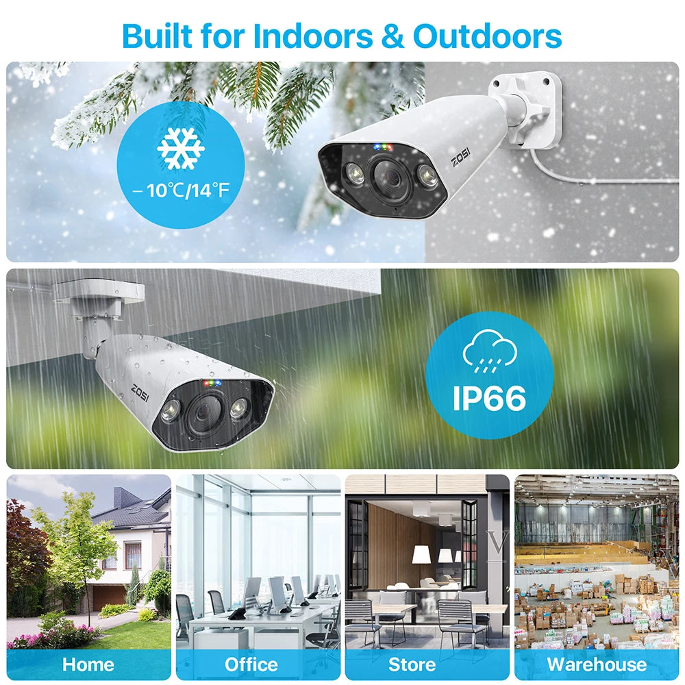 ZOSI 4K 8MP/5MP Add‑On PoE IP Camera – Ultra HD Security Cam for ZOSI 8CH & 16CH PoE