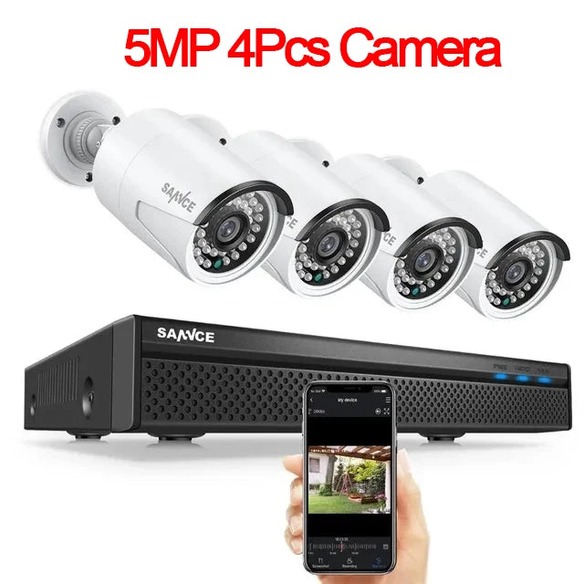 SANNCE 8CH 8MP PoE NVR System | 5MP IP66 Cameras, IR‑CUT Night Vision, Wired CCTV Kit