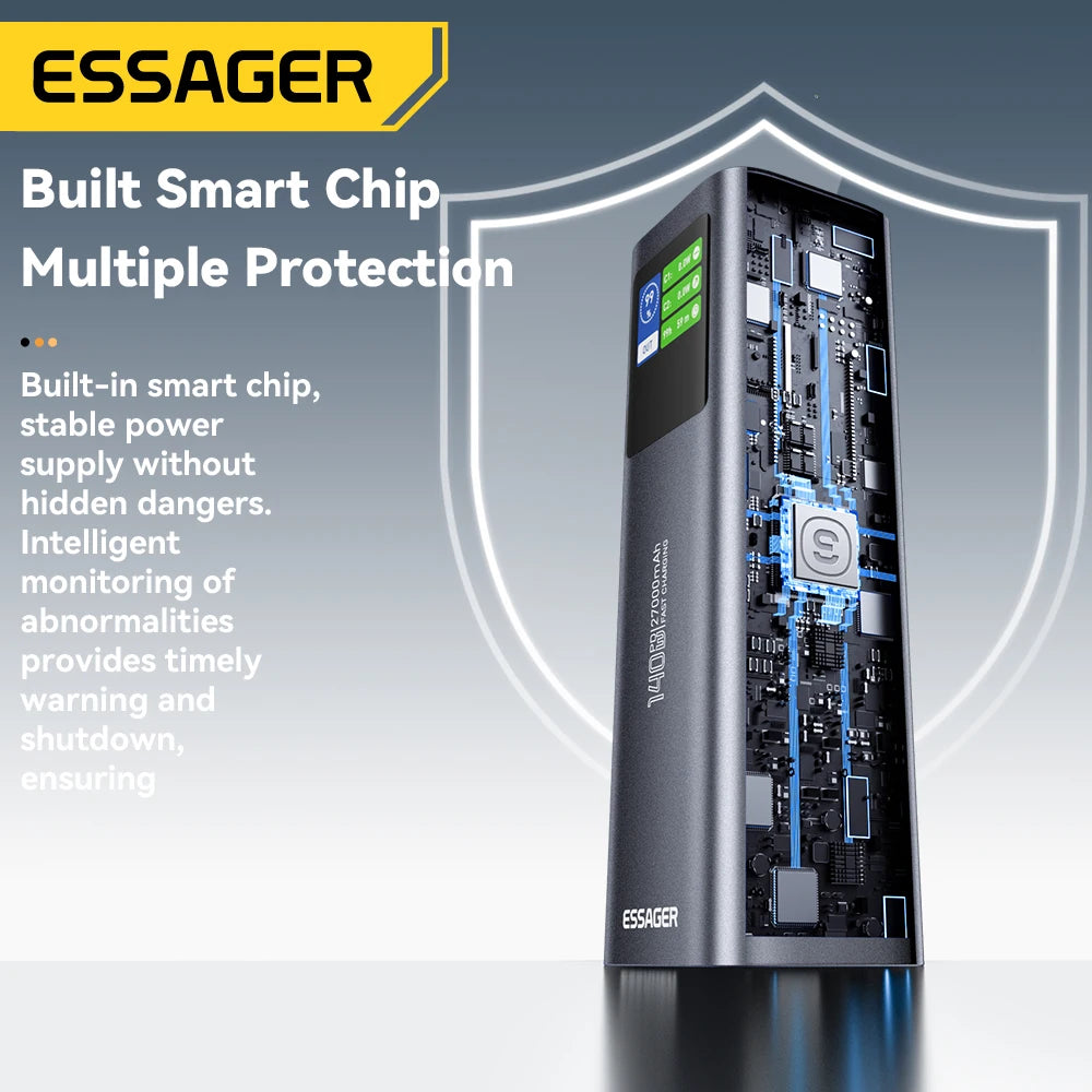 ESSAGER 140W USB-C Power Bank 27000mAh PD3.1 with Digital Display – Super Fast Charging