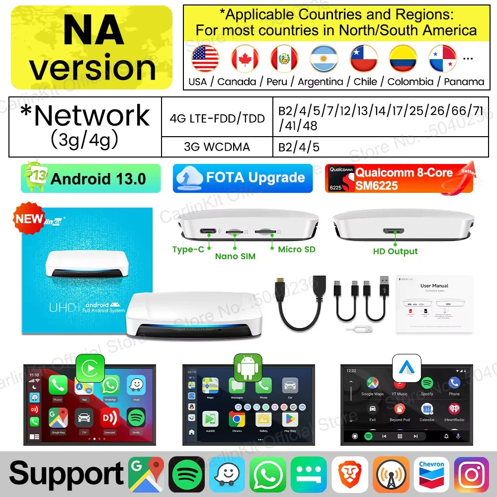 CarlinKit Android 13 UHD HDMI Wireless CarPlay AI Box
