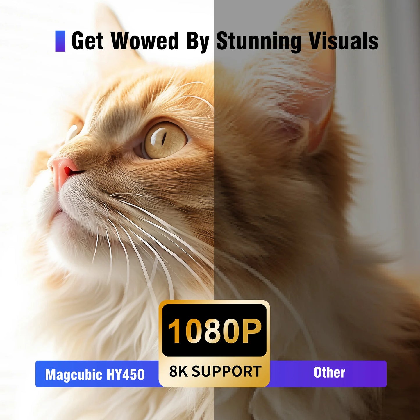 Magcubic HY450 Ultra Short Throw Projector | 900 ANSI 1080P | 8K & Auto Offset