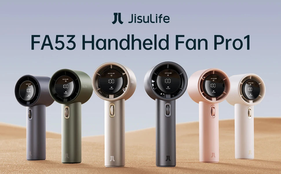 JISULIFE Mini Handheld Portable Fan – 100 Adjustable Wind Speeds, 5000mAh Battery
