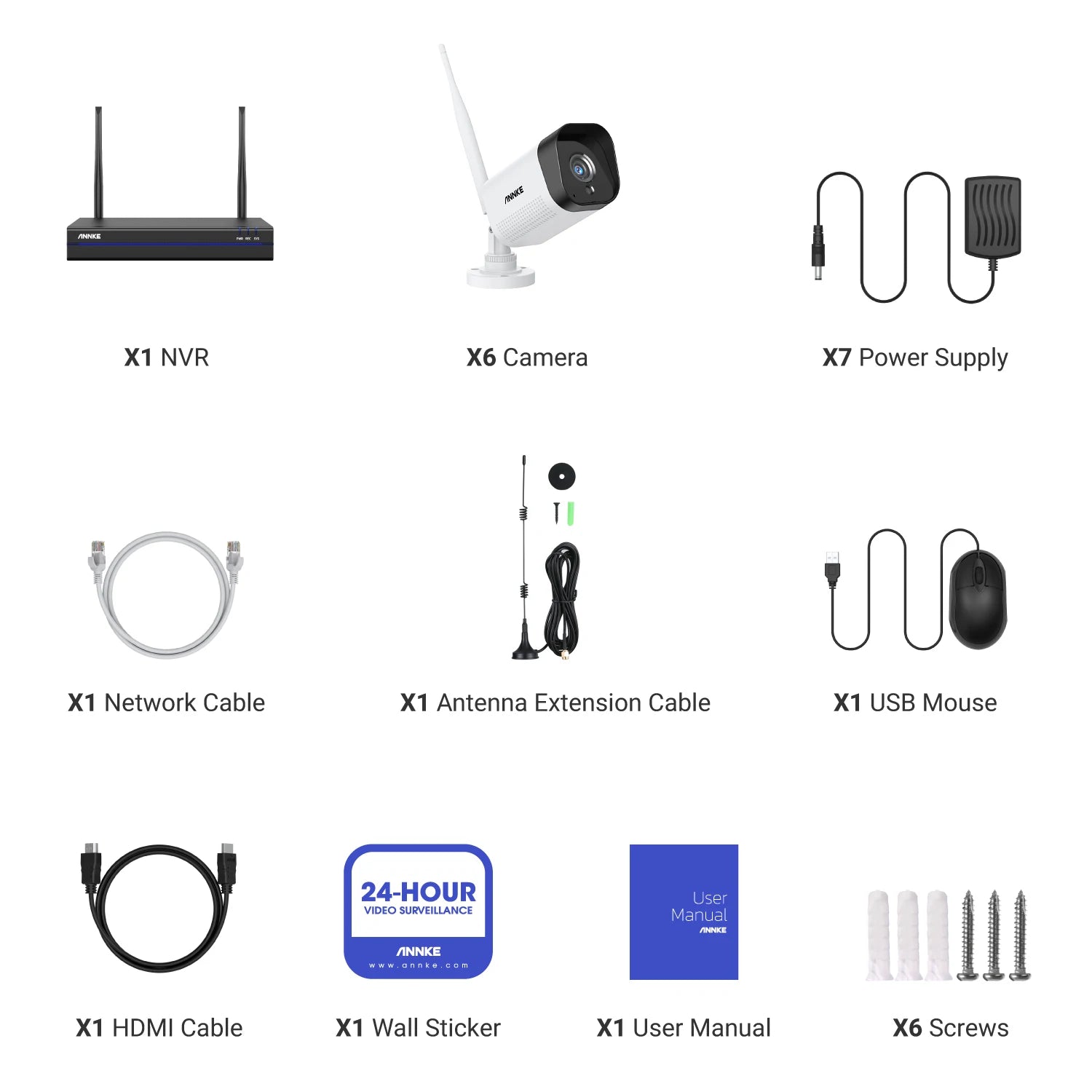 ANNKE 3MP FHD Brezžični CCTV Sistem | 8-kanalni NVR, 3MP WiFi Bullet Kamere, Zunanji Nadzor