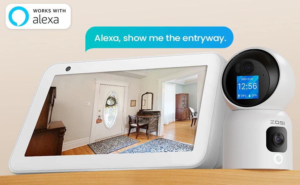 ZOSI 360° PTZ Smart Home Security Camera – Auto‑Tracking Indoor WiFi Baby & Pet Monitor with AI Detection & HD Night Vision