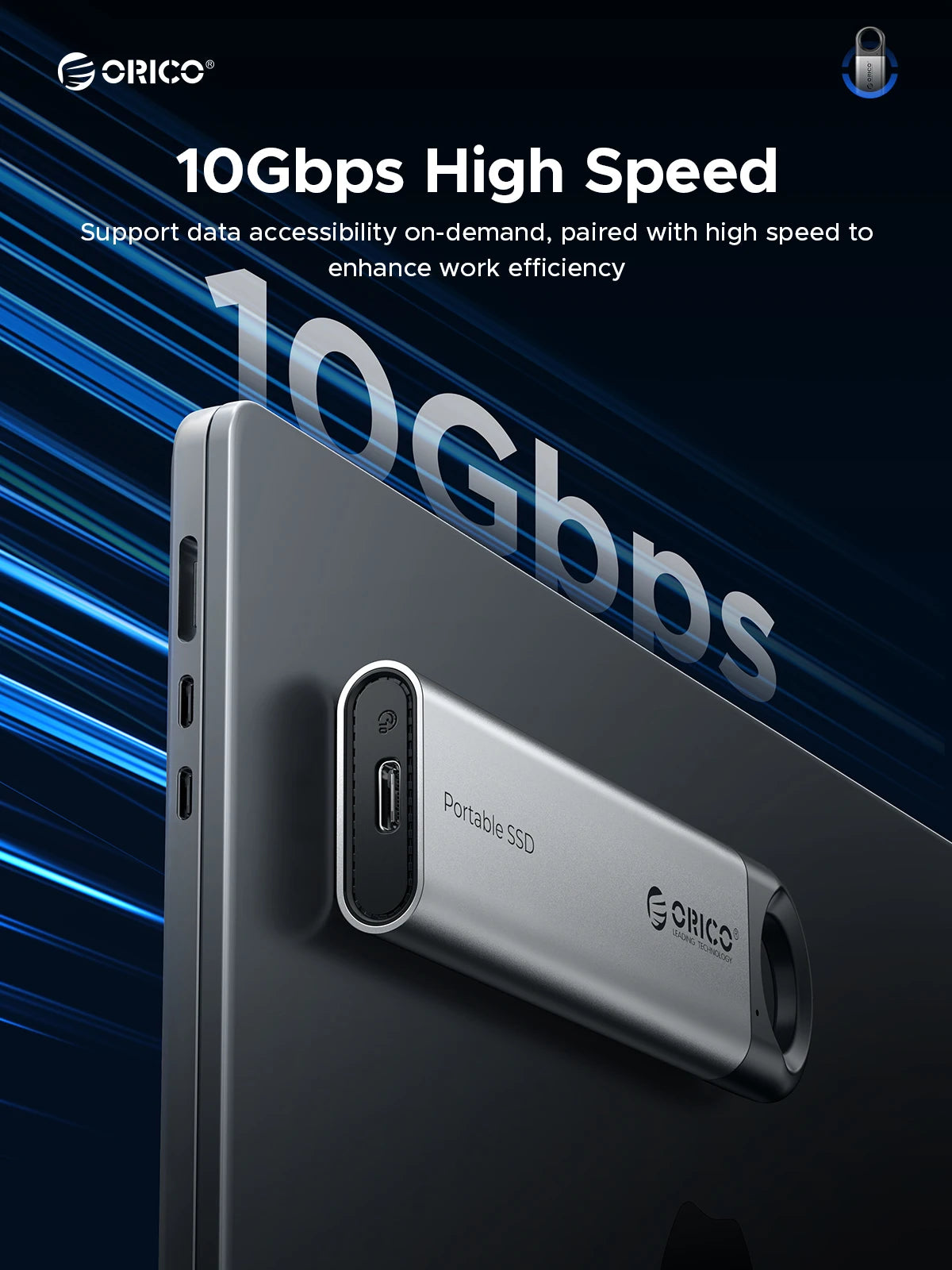 ORICO 1TB Portable External SSD – Up to 1050MB/s USB 3.2 High‑Speed Solid State Drive