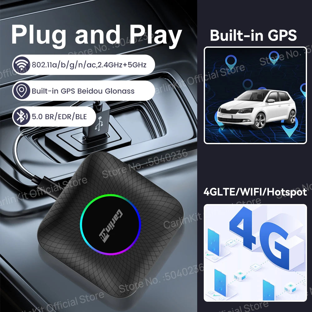 CarlinKit Android 13 8+128GB Wireless CarPlay AI Box