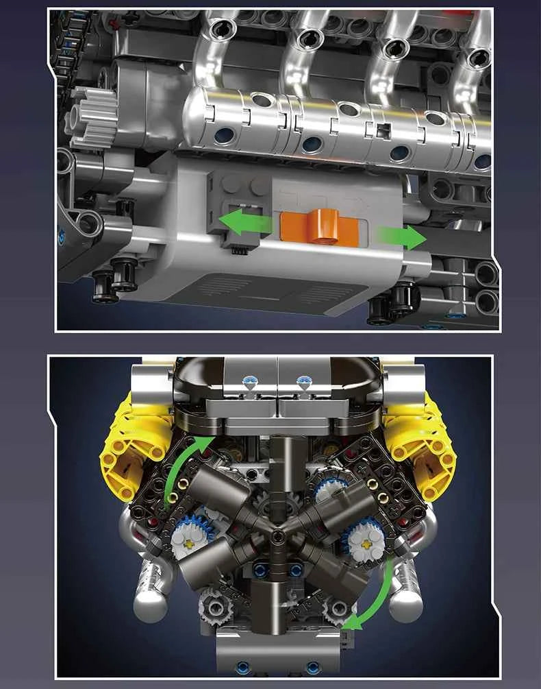 Mould King 10202 Motorized V12 Engine & Transmission Building Set - Limetastore