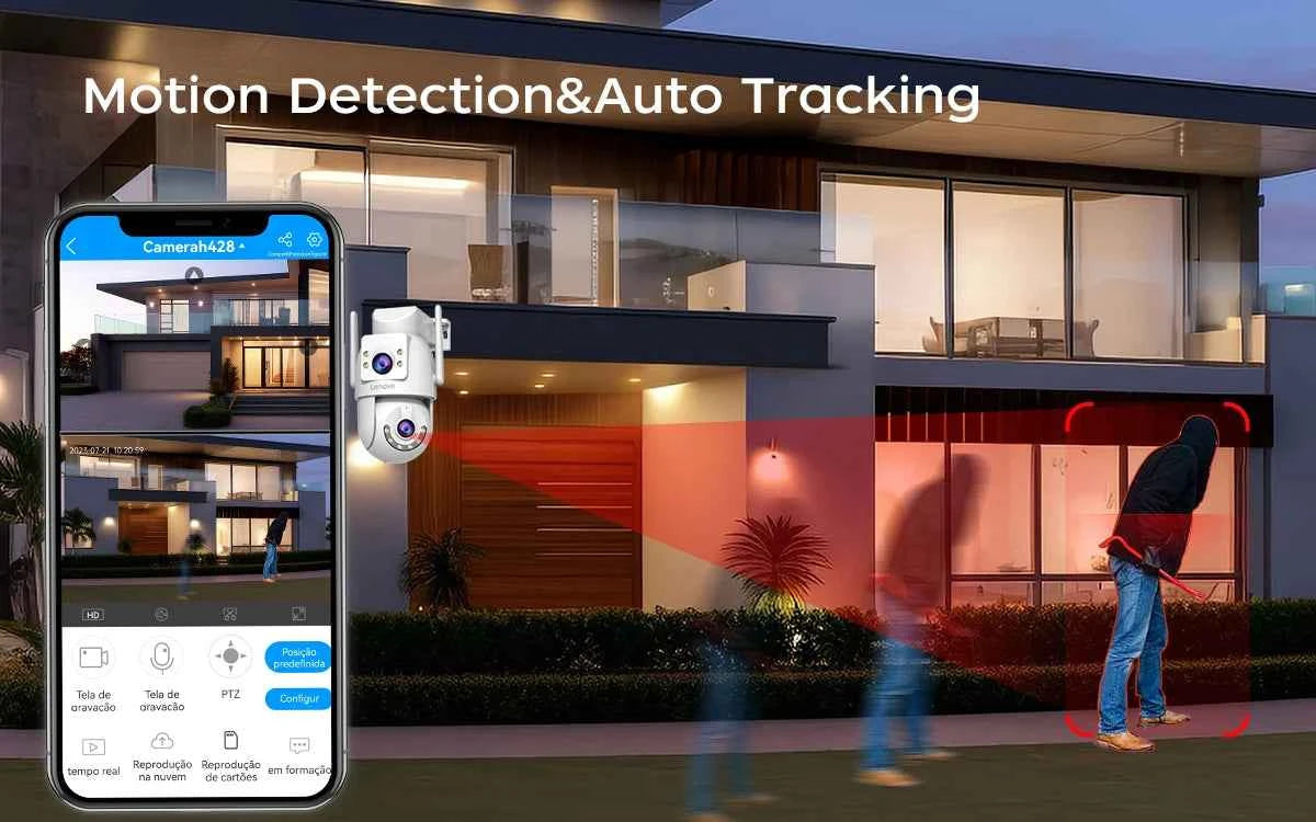 Lenovo 4K 6MP WiFi Surveillance Camera Outdoor Security Dual Lens Dual Screen AI Tracking PTZ IP Camera CCTV Video Surveillance - Limetastore