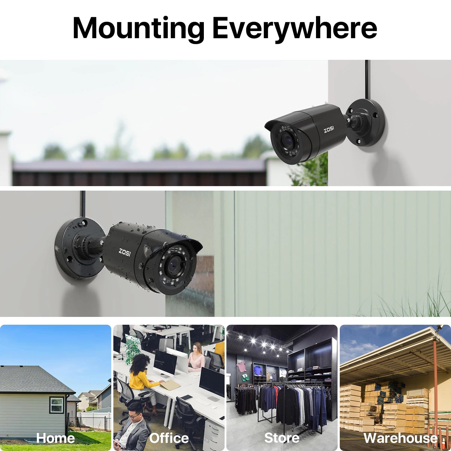 ZOSI 8CH 1080P CCTV Security System – 5MP Lite H.265+ DVR with 2/4/6/8× 2MP Outdoor Night Vision Cameras