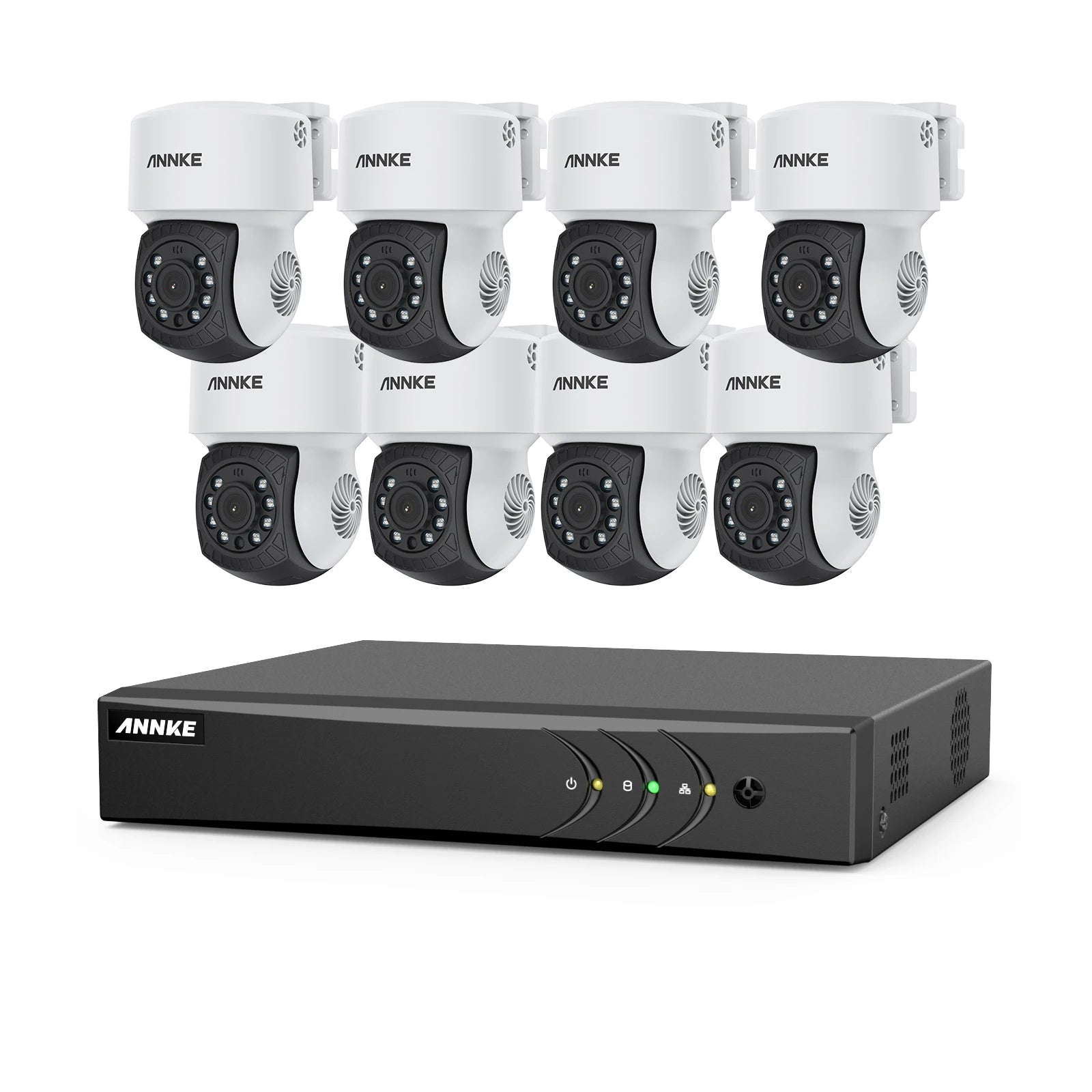 ANNKE 1080P CCTV System | 8CH 5MP DVR, 8× IP65 Ball Cameras, Human Detection