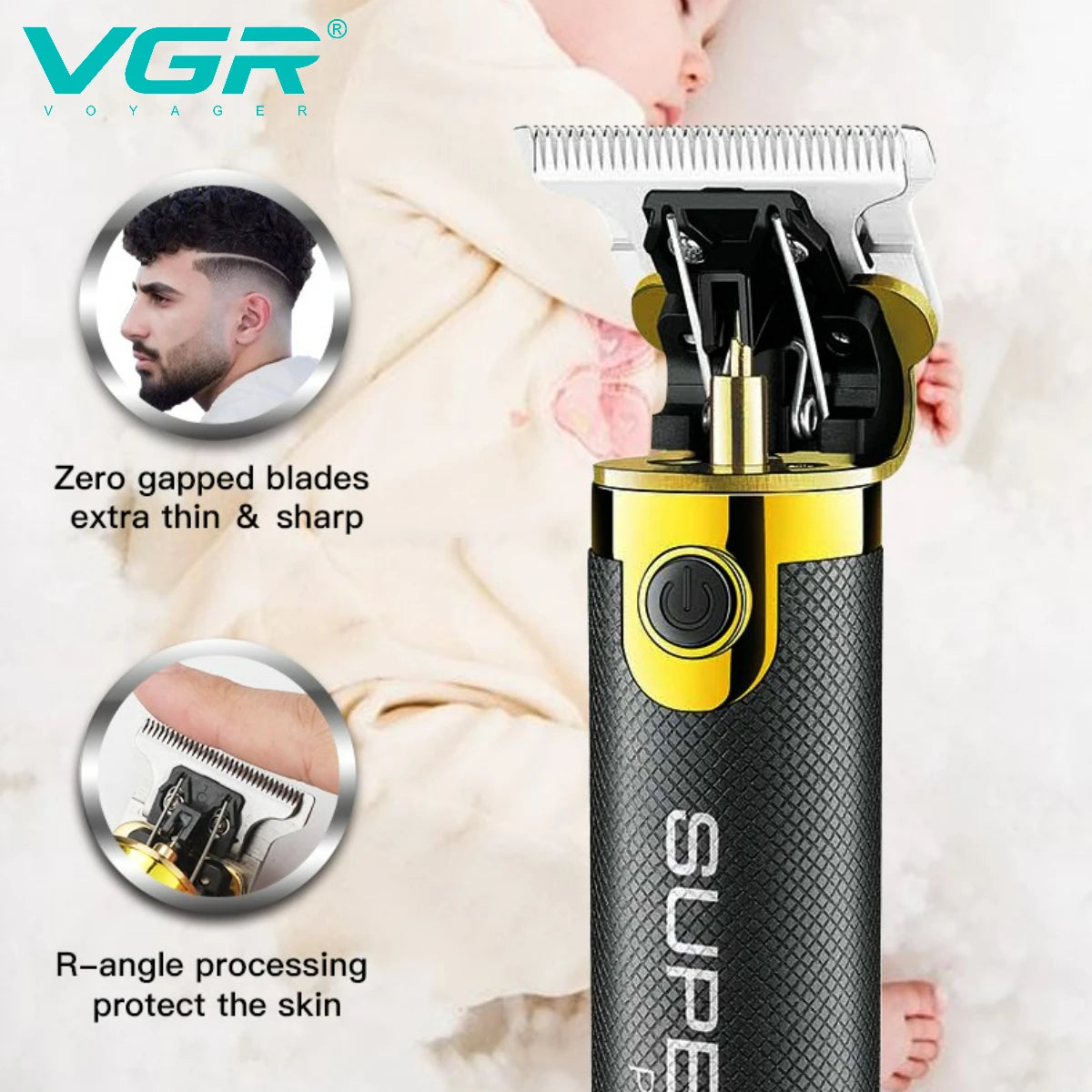 VGR Professional Hair Clipper T9 Hair Cutting Machine Cordless Haircut Machine Rechargeable Bald Barber Trimmer for Men V-082