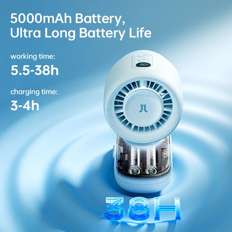 JISULIFE Baby Stroller Clip On Mini Fan Portable Mini Fan Battery Operated Portable Fan with Night Light 5 Speeds LED Display