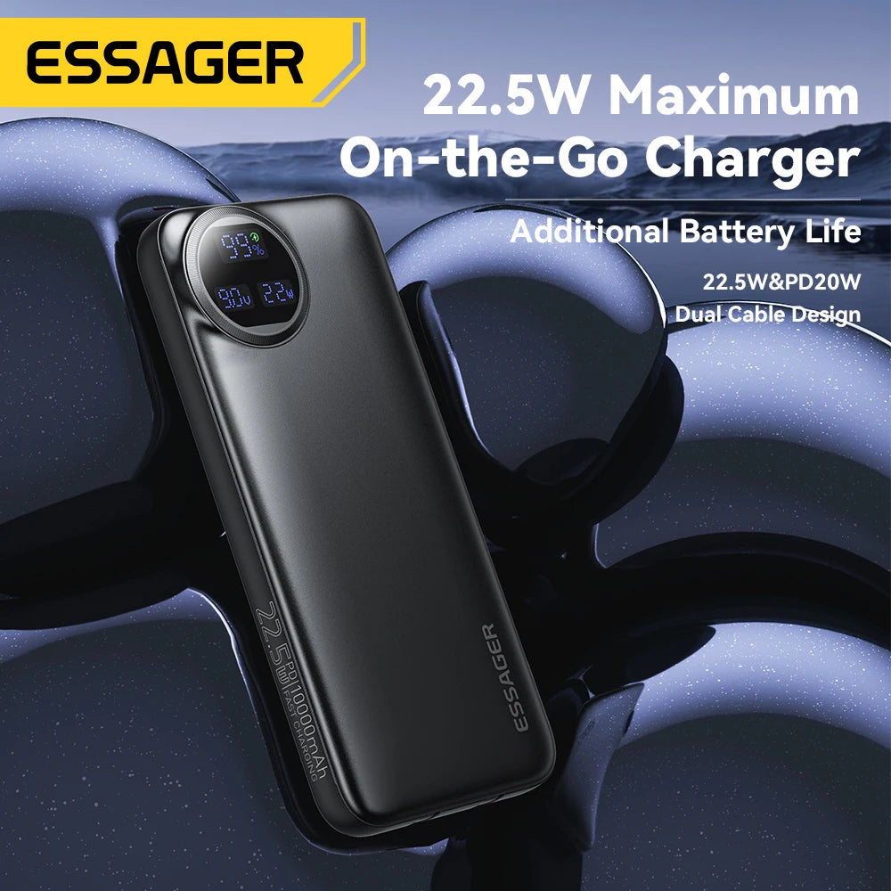 ESSAGER 30000mAh Power Bank 22.5W PD Fast Charging Portable