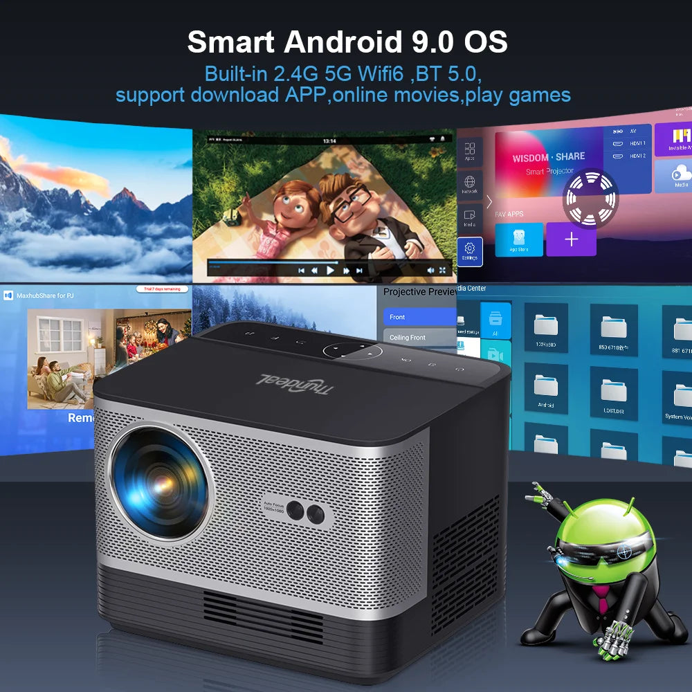 ThundeaL TDA5 Pametni Full HD projektor – naravna 1080P, podpora za 4K, Android OS, 5G WiFi in Bluetooth