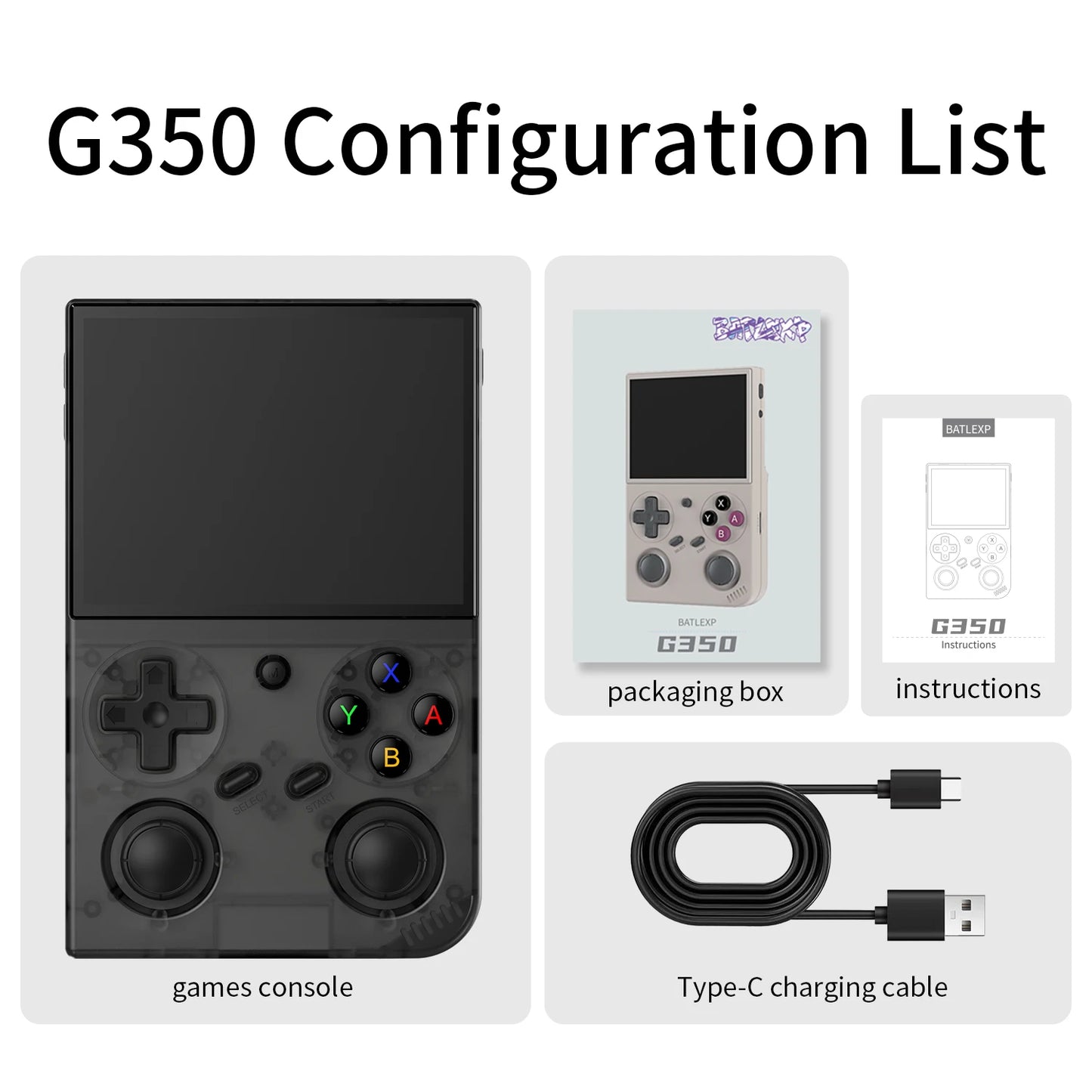 AMPOWN BATLEXP G350 Handheld Game Players 3.5 Inch IPS Portable Mini Console Retro Video Game Consolas 3200mAh Linux 64-Bit WIFI - Limetastore