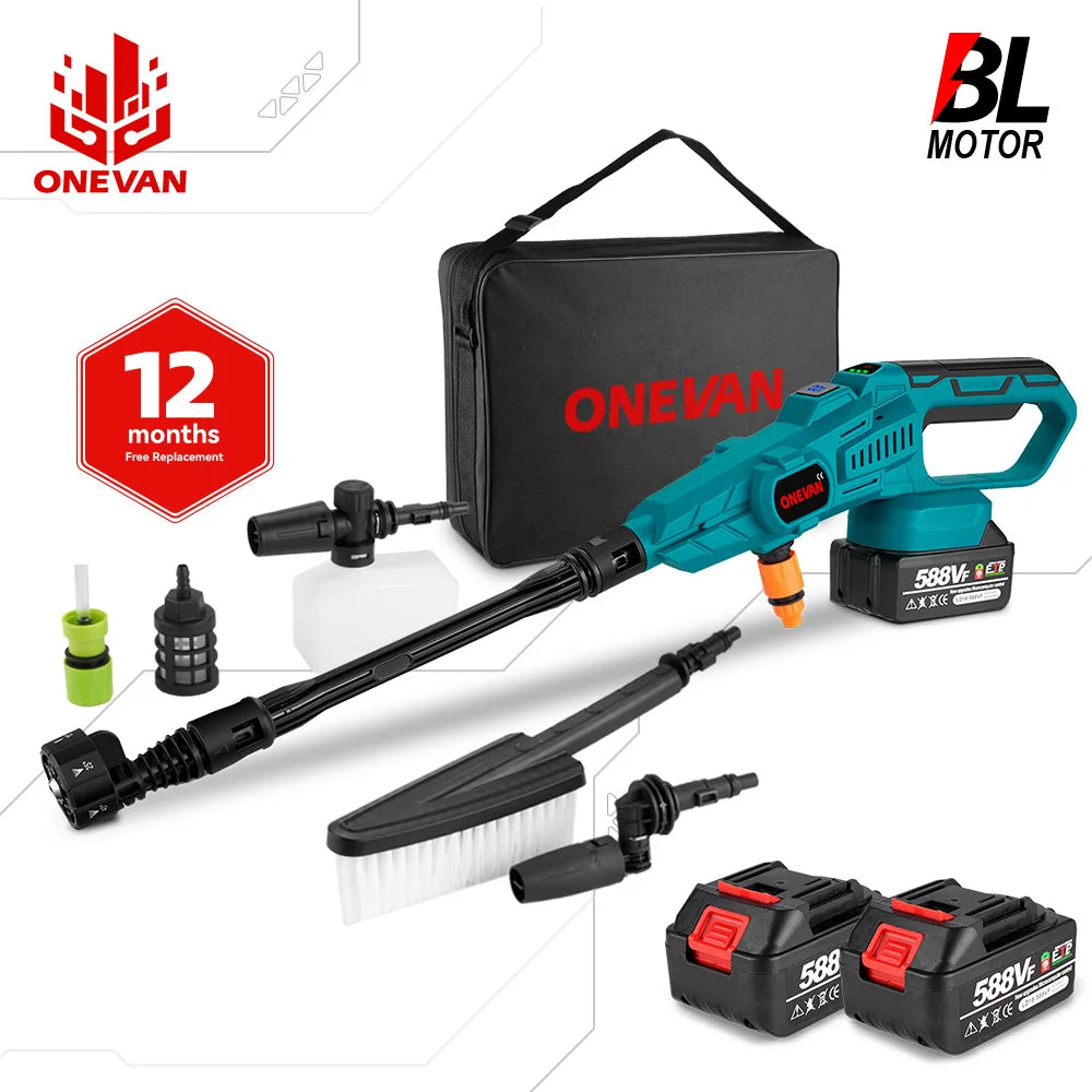 ONEVAN 3500W 200Bar Brushless High‑Pressure Washer Gun | 6‑in‑1 Cordless Car & Garden Cleaner