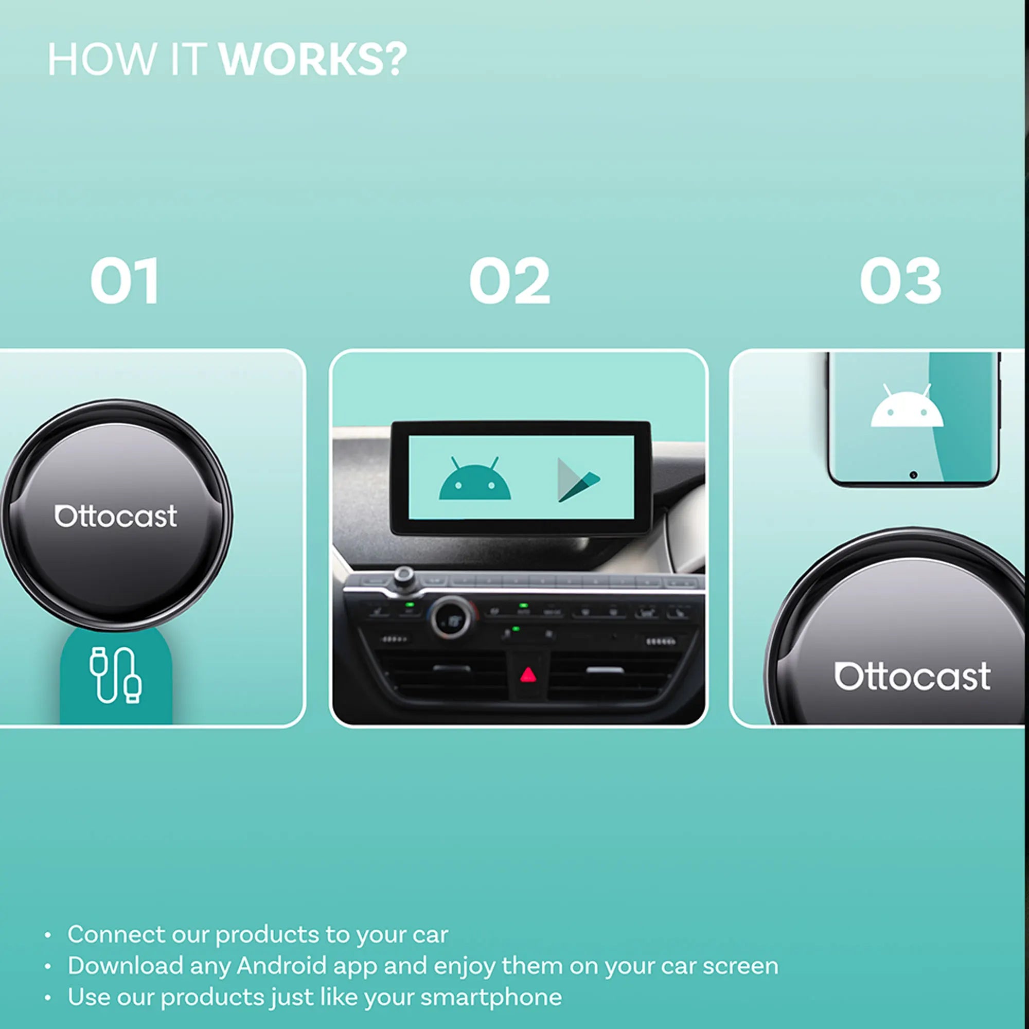 OTTOCAST P3 / P3 PRO Android TV AI Box with HDMI & Wireless CarPlay