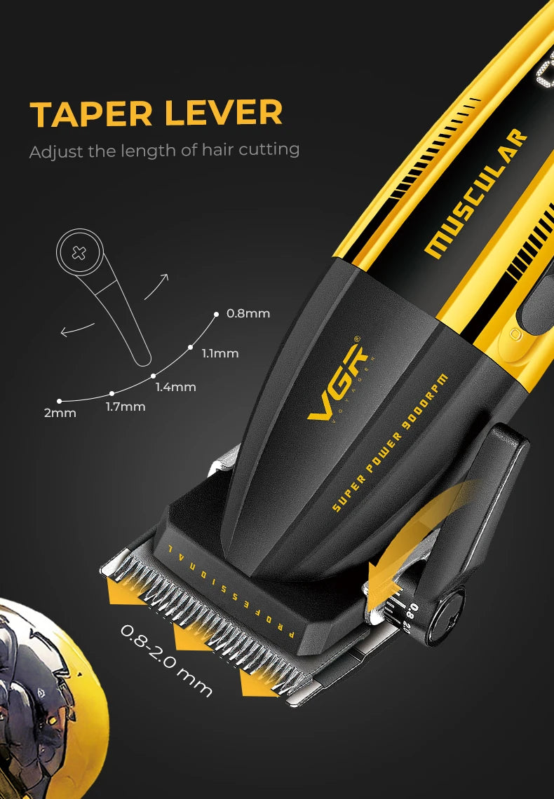 VGR Hair Trimmer Professional Hair Cutting Machine Cordless Hair Clippers Adjustable Barber Rechargeable Trimmer for Men V-285
