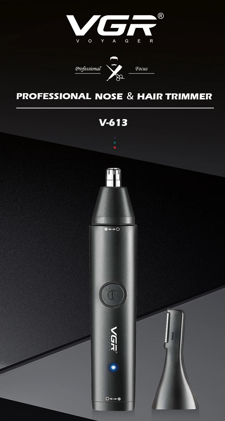 VGR Professional Nose Hair Trimmer Mini Hair Trimmer Electric Nose Trimmer 2 In 1 Clipper Portable Rechargeable Waterproof V-613