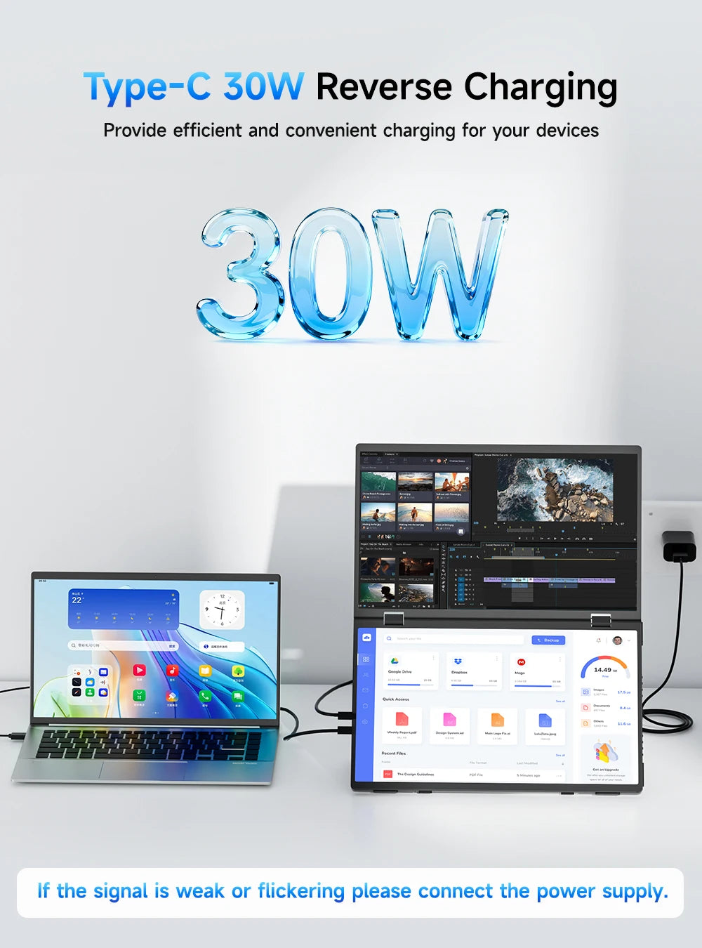 UPERFECT 15.6" Portable Dual Monitor - 1080P FHD IPS Folding Laptop Screen Extender with USB-C Plug & Play for Gaming and Travel - Limetastore
