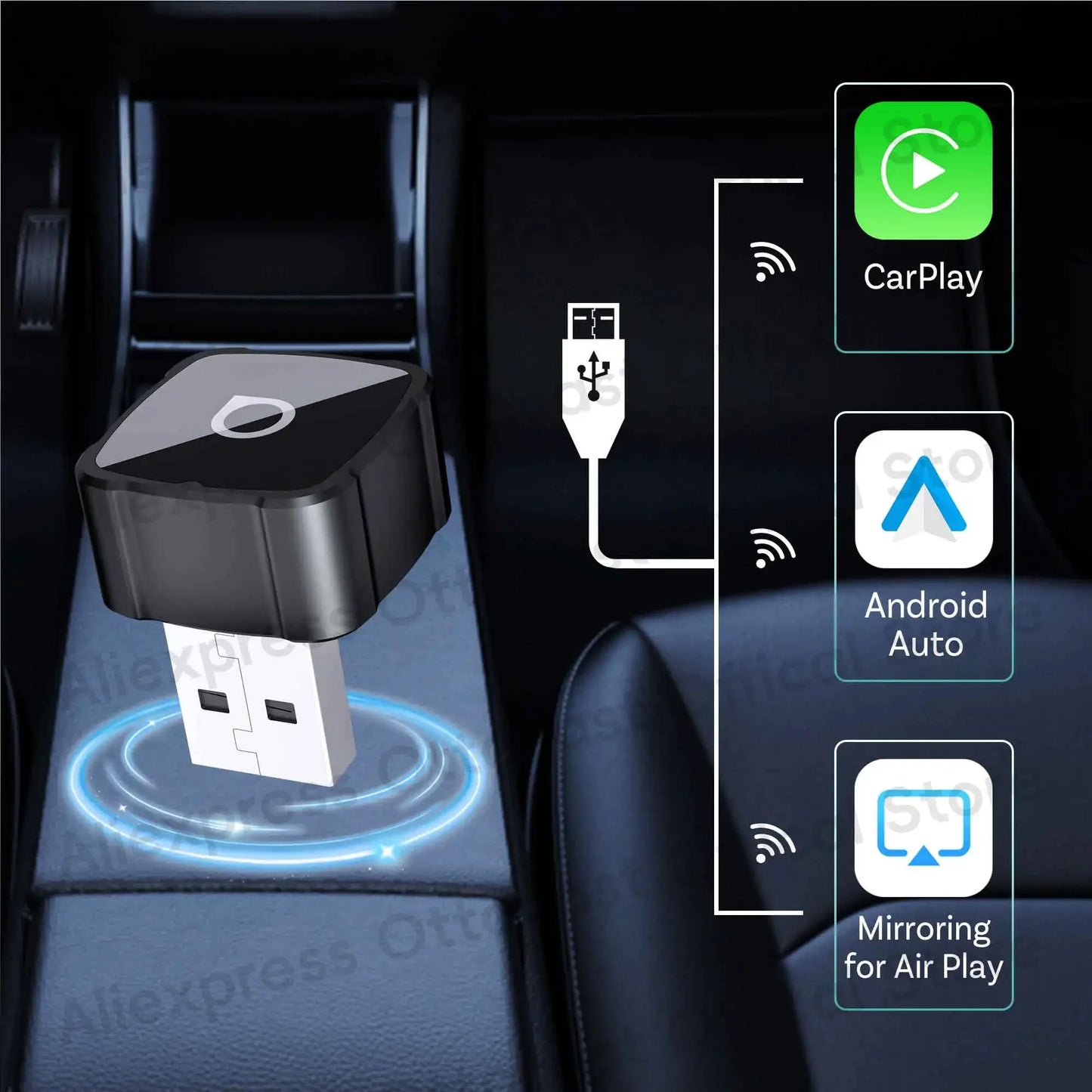 OTTOCAST 3‑in‑1 Mini Air Dongle Wireless CarPlay Adapter