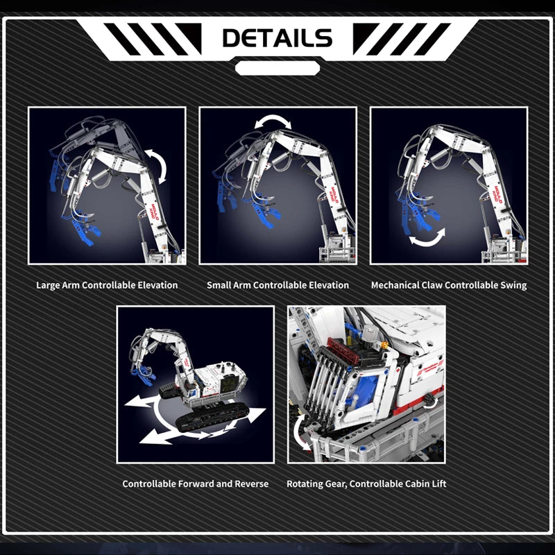 Mould King 17062 RC Building Demolition Machine | Motorized Technical Excavator with High-Reach Arm - Limetastore